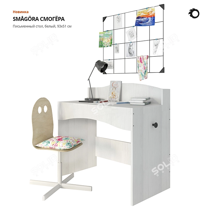 SMÅGÖRA SMOGÖRA Writing Desk - Modern White Desk for Creative Workspace 3D model image 1