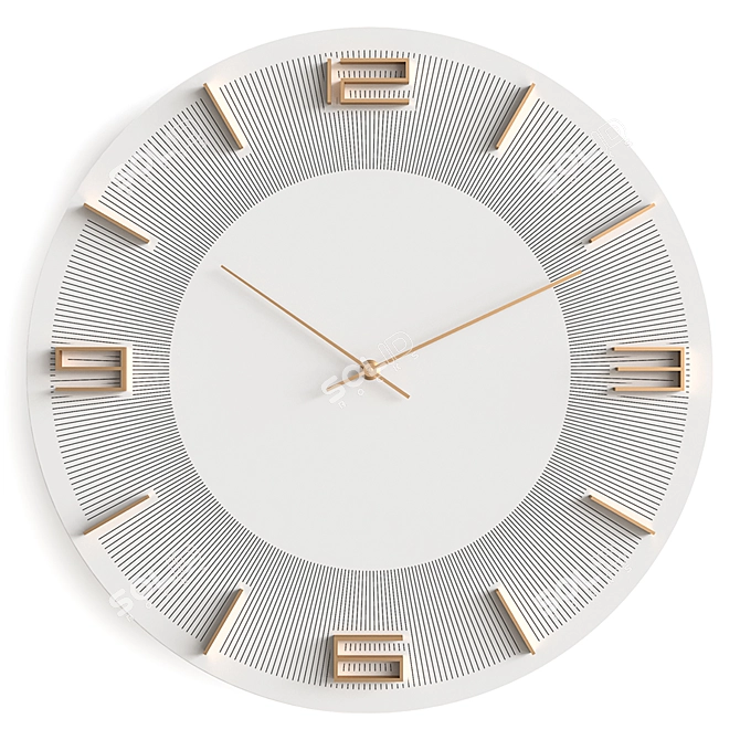 Elegant White/Gold Wall Clock 3D model image 1