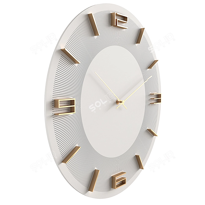 Elegant White/Gold Wall Clock 3D model image 2