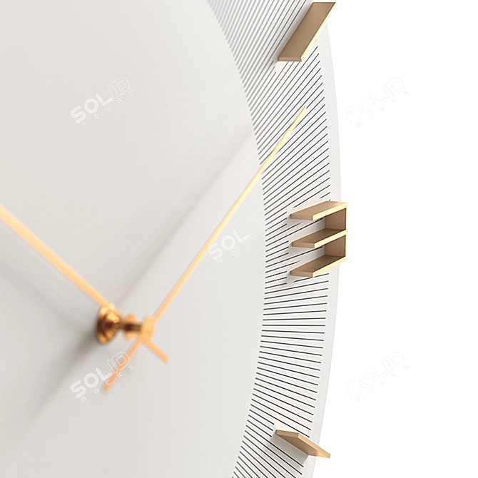 Elegant White/Gold Wall Clock 3D model image 3