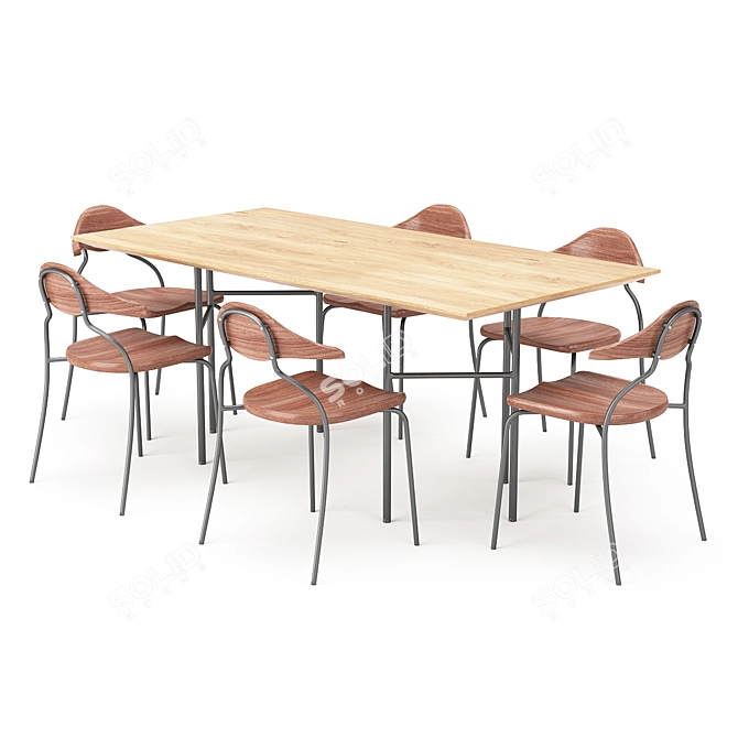 Modern Dining Table Set 3D model image 1