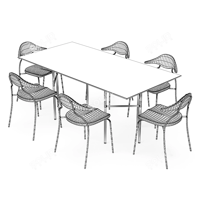 Modern Dining Table Set 3D model image 5