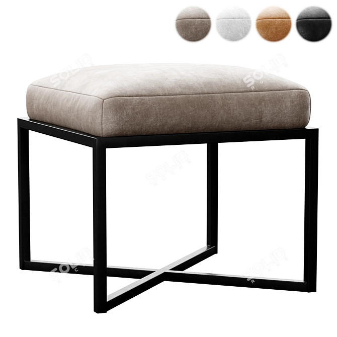 Elegant Nadia Leather Stool 3D model image 1