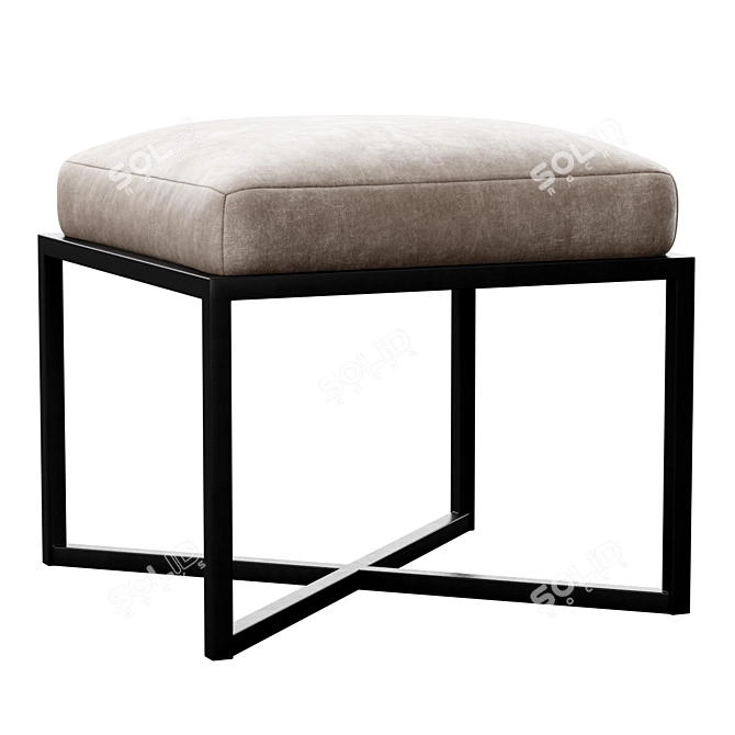 Elegant Nadia Leather Stool 3D model image 2