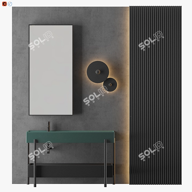 Modern Gray Bathroom Set 3D model image 1