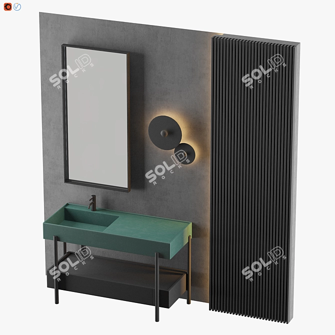 Modern Gray Bathroom Set 3D model image 3