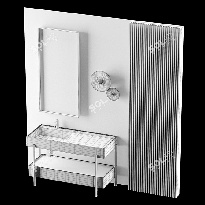 Modern Gray Bathroom Set 3D model image 6