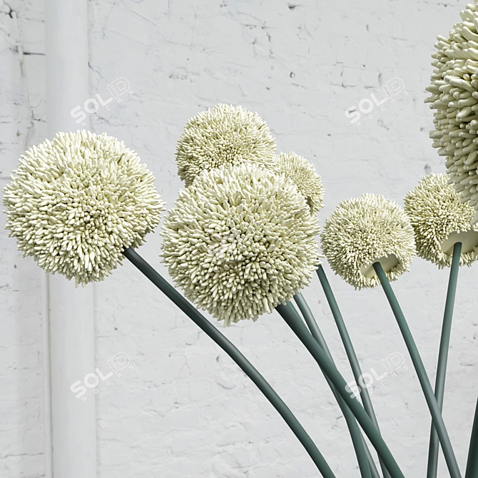 Elegant White Allium Vase: Handmade Flowers 3D model image 3