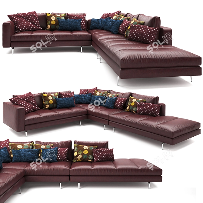 Bruce Leather Sofa Vol-3: Stylish & Spacious 3D model image 1