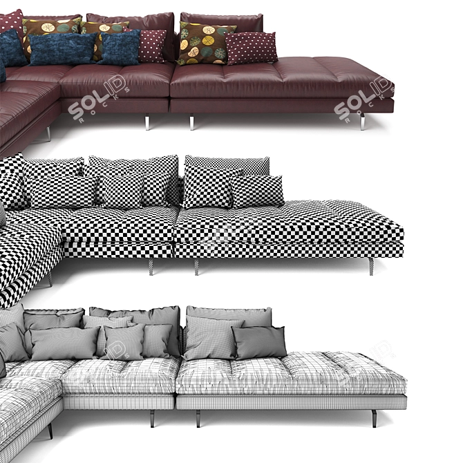 Bruce Leather Sofa Vol-3: Stylish & Spacious 3D model image 4