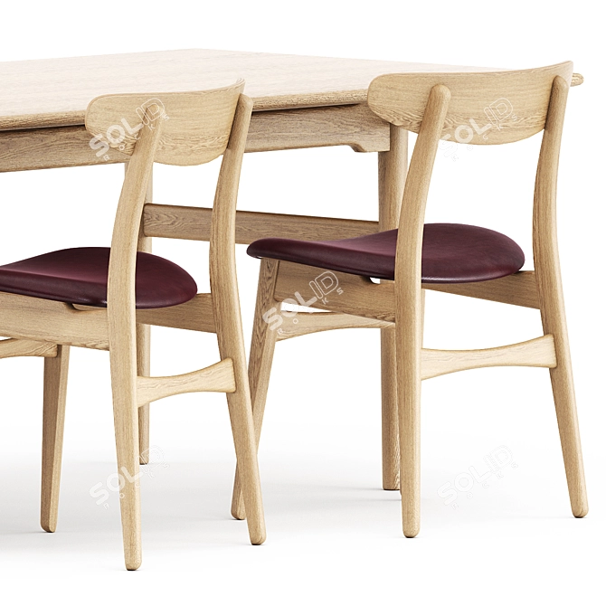 Scandinavian Design Set: CH327 Dining Table & CH30P Chair 3D model image 3