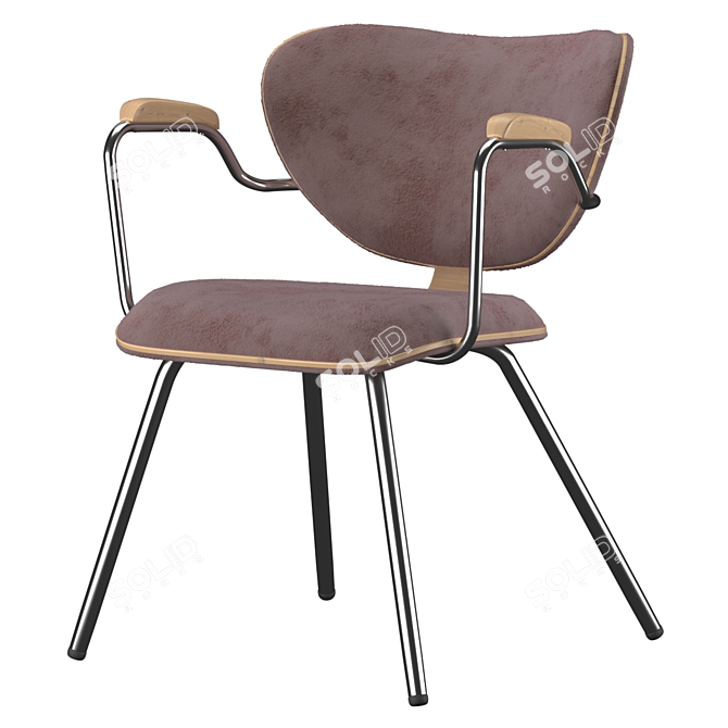 ROXA: Stylish Metal and Wood Designer Chair 3D model image 1