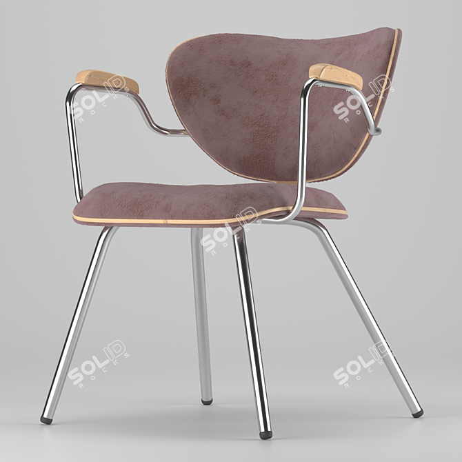 ROXA: Stylish Metal and Wood Designer Chair 3D model image 2