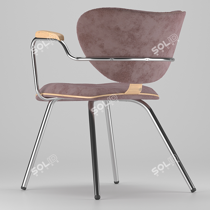 ROXA: Stylish Metal and Wood Designer Chair 3D model image 3