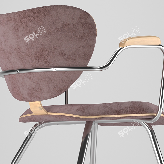 ROXA: Stylish Metal and Wood Designer Chair 3D model image 4