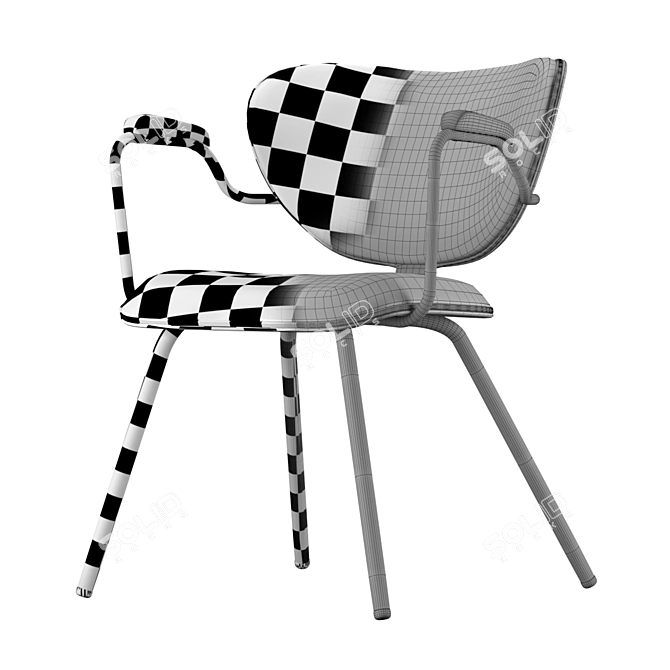 ROXA: Stylish Metal and Wood Designer Chair 3D model image 5