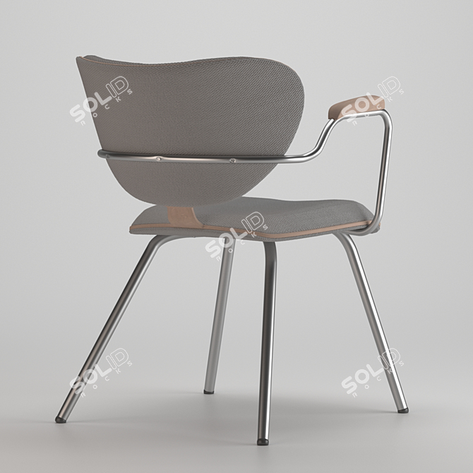 ROXA: Stylish Metal and Wood Designer Chair 3D model image 8