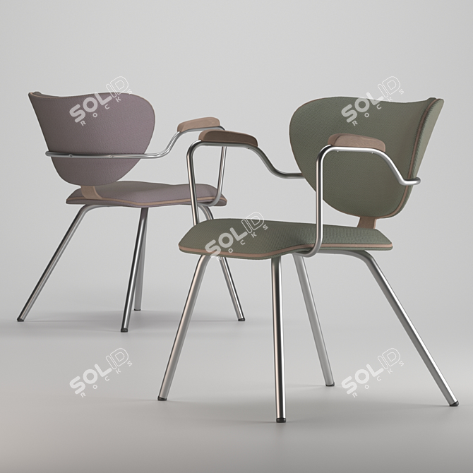 ROXA: Stylish Metal and Wood Designer Chair 3D model image 9