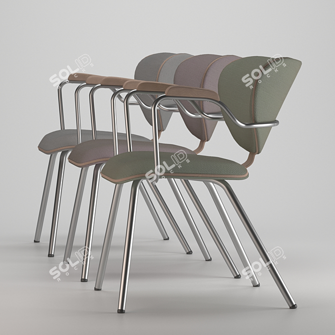 ROXA: Stylish Metal and Wood Designer Chair 3D model image 11