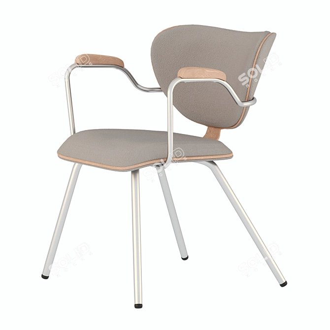 ROXA: Stylish Metal and Wood Designer Chair 3D model image 12