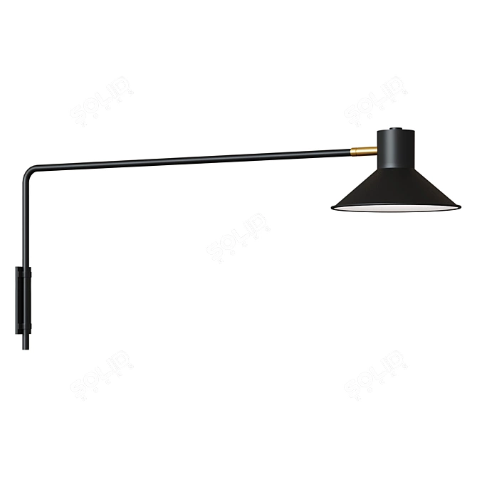 Sleek Black Wall Lamp 3D model image 1