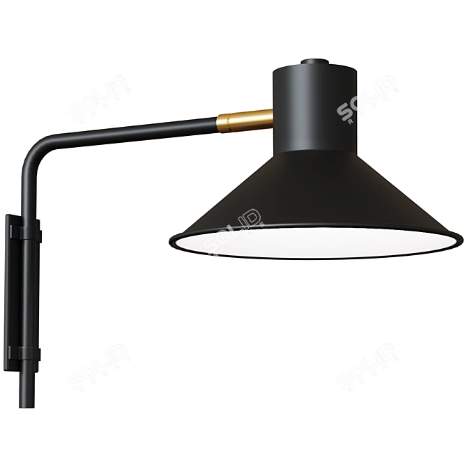 Sleek Black Wall Lamp: Plass Small 3D model image 1