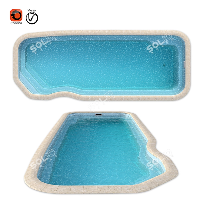 Venezuela Comfort Composite Pool: Seamless Design, 10.3m Length, 3.95m Width, 1.9m 3D model image 1