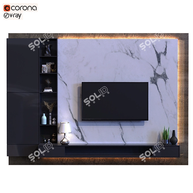 Modern TV Wall Set 018 3D model image 1