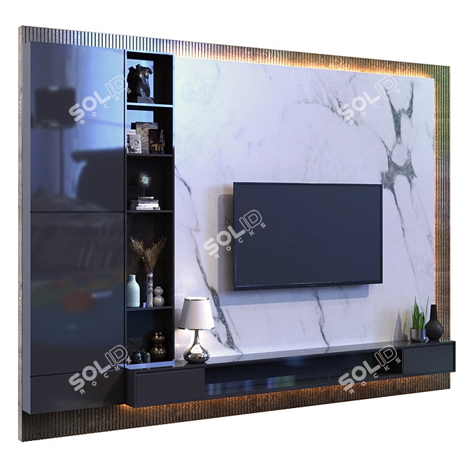 Modern TV Wall Set 018 3D model image 2