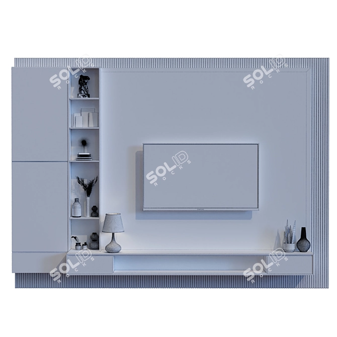 Modern TV Wall Set 018 3D model image 6