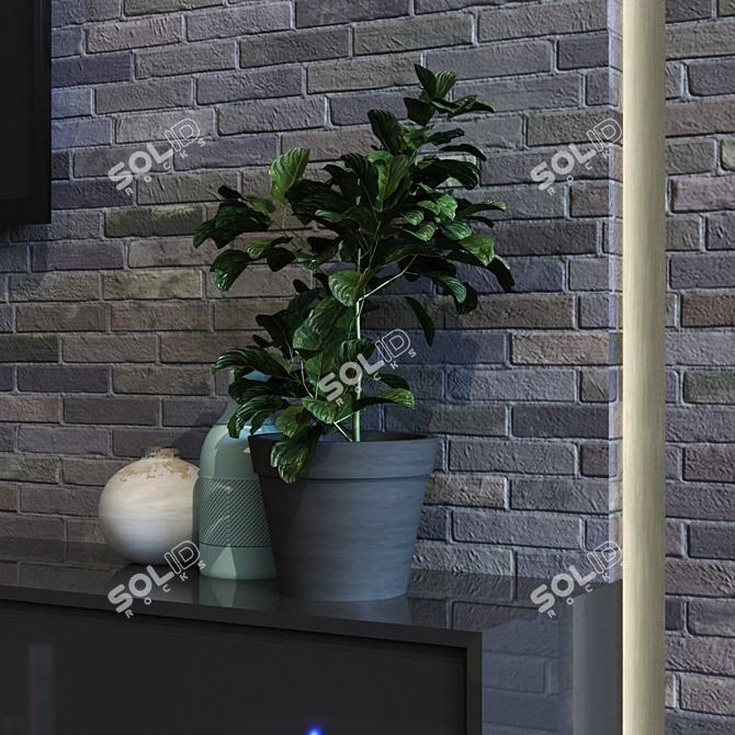 Modern TV Wall Set 021 3D model image 3