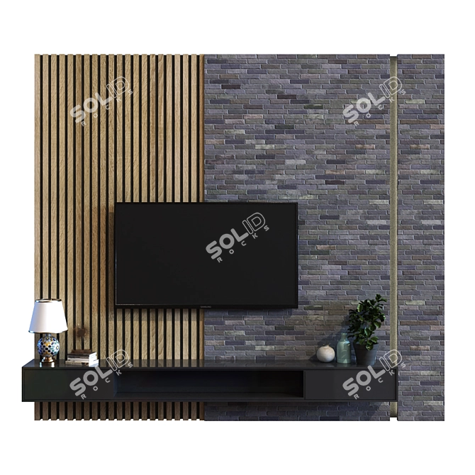 Modern TV Wall Set 021 3D model image 4