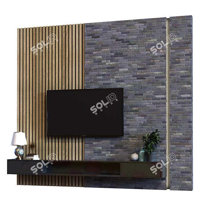 Modern TV Wall Set 021 3D model image 5