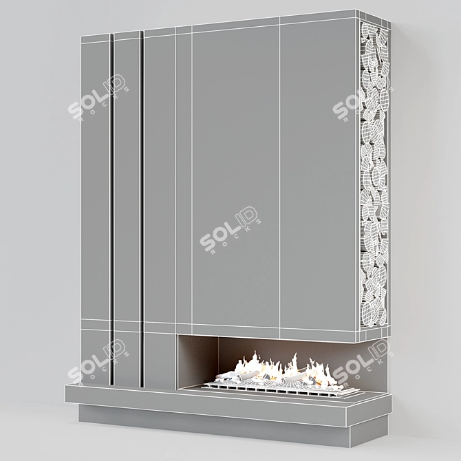 Contemporary Fireplace with Wood Storage 3D model image 4