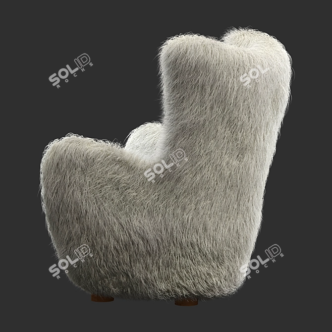 Luxurious Mongolian Sheepskin Chair 3D model image 3