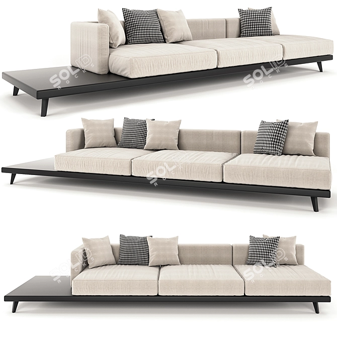 Elegant Ivory Velvet Sofa 3D model image 1