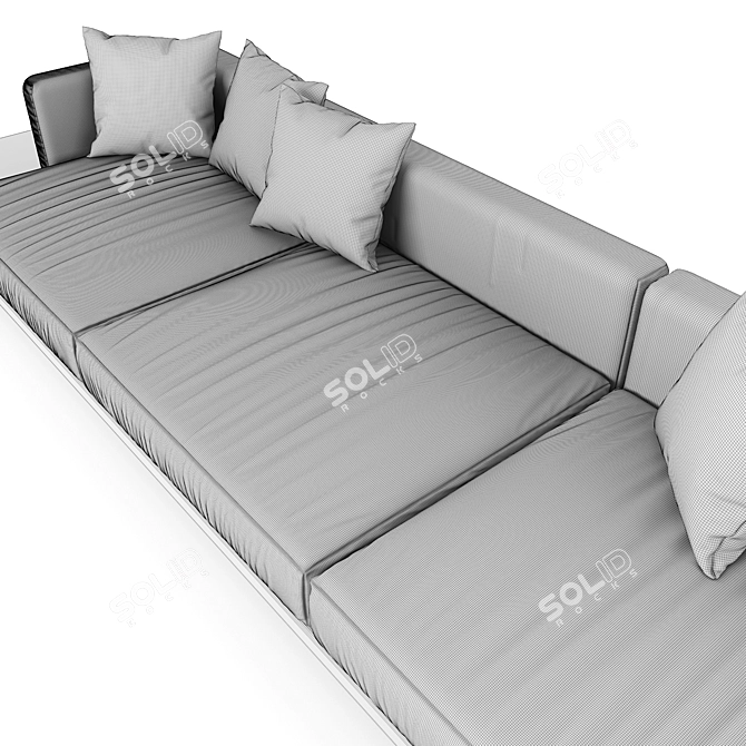 Elegant Ivory Velvet Sofa 3D model image 3