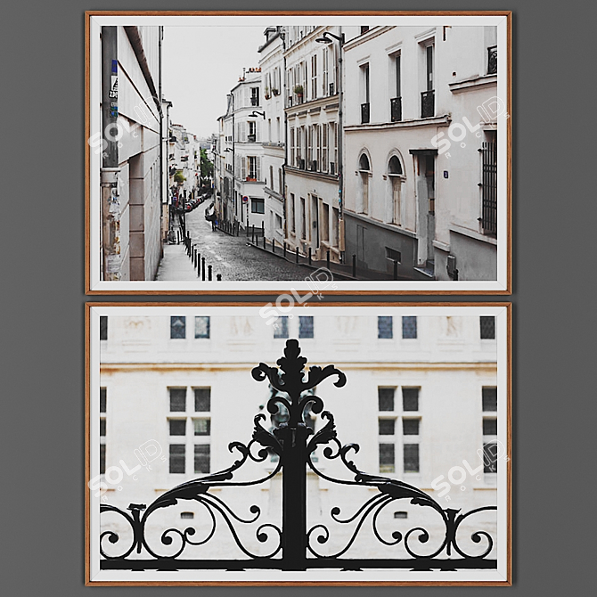 Wooden Frame Picture Set 3D model image 1