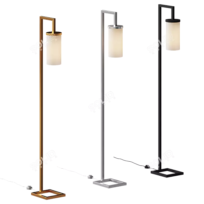 Modern Metal Hook Floor Lamp 3D model image 1