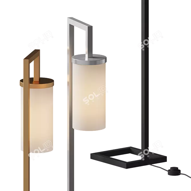 Modern Metal Hook Floor Lamp 3D model image 2