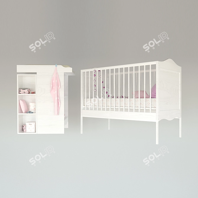 Ikea Smågöra Changing Table, White 3D model image 4