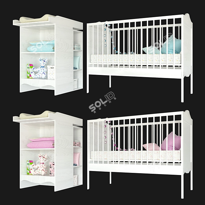 Ikea Smågöra Changing Table, White 3D model image 6