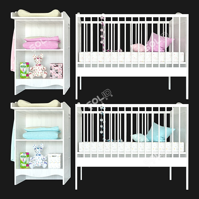 Ikea Smågöra Changing Table, White 3D model image 7