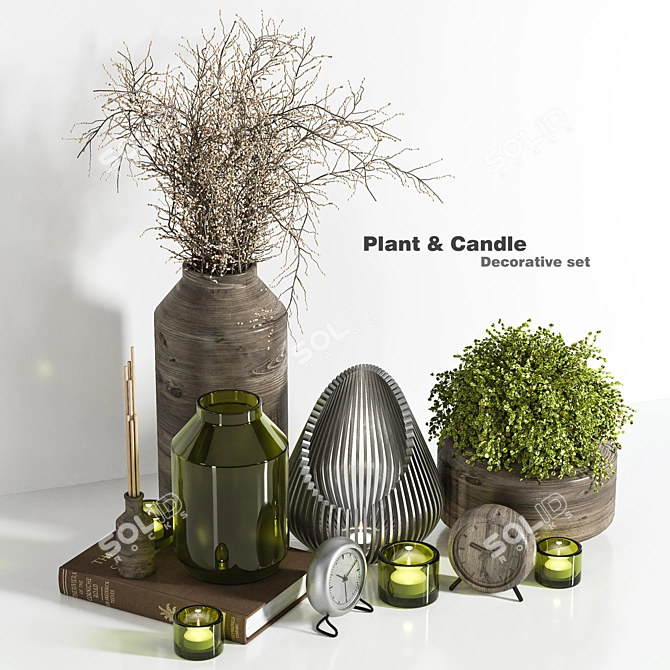 Elegant Pant & Candle Decor Set 3D model image 2