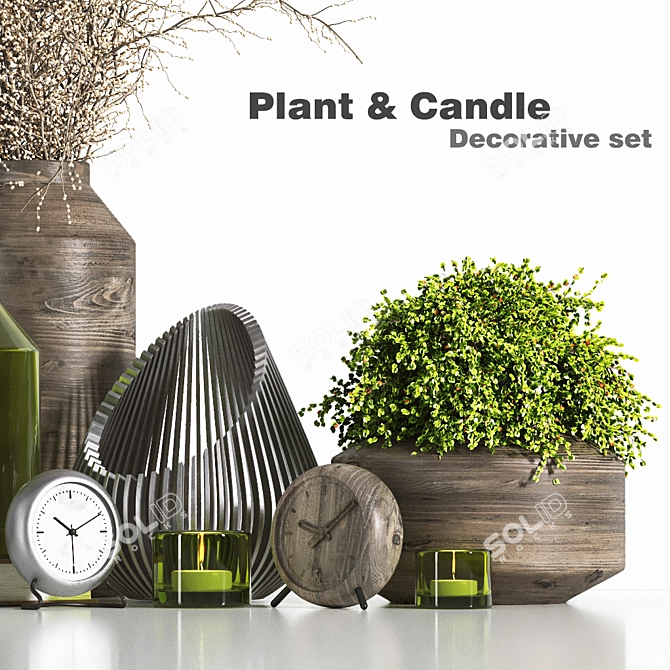 Elegant Pant & Candle Decor Set 3D model image 3