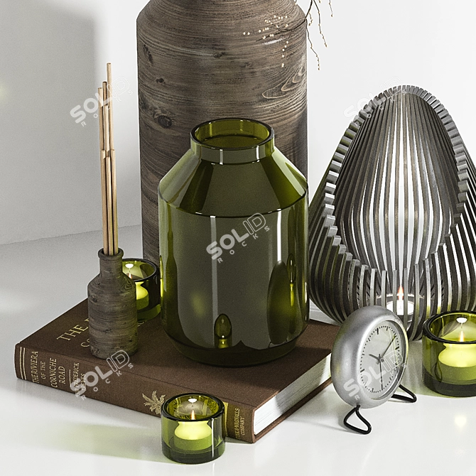 Elegant Pant & Candle Decor Set 3D model image 6