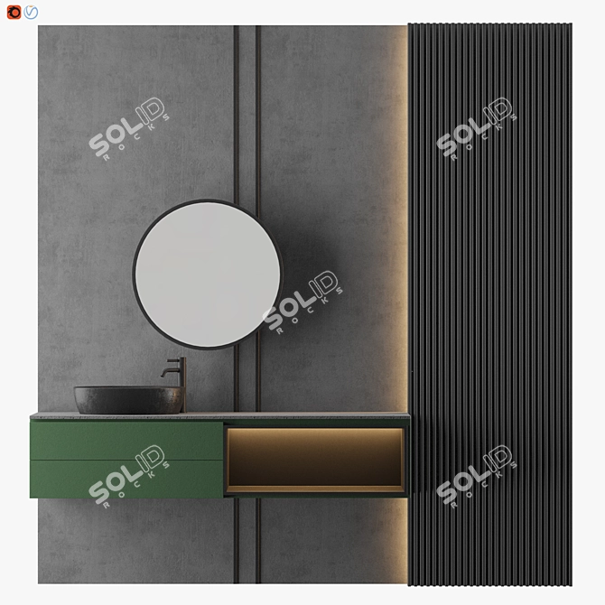 Modern Gray Bathroom 3D Model 3D model image 1