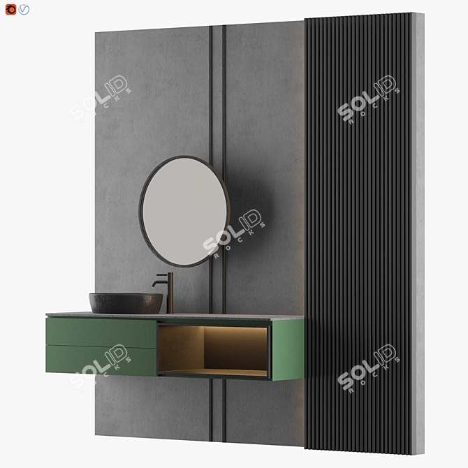 Modern Gray Bathroom 3D Model 3D model image 2