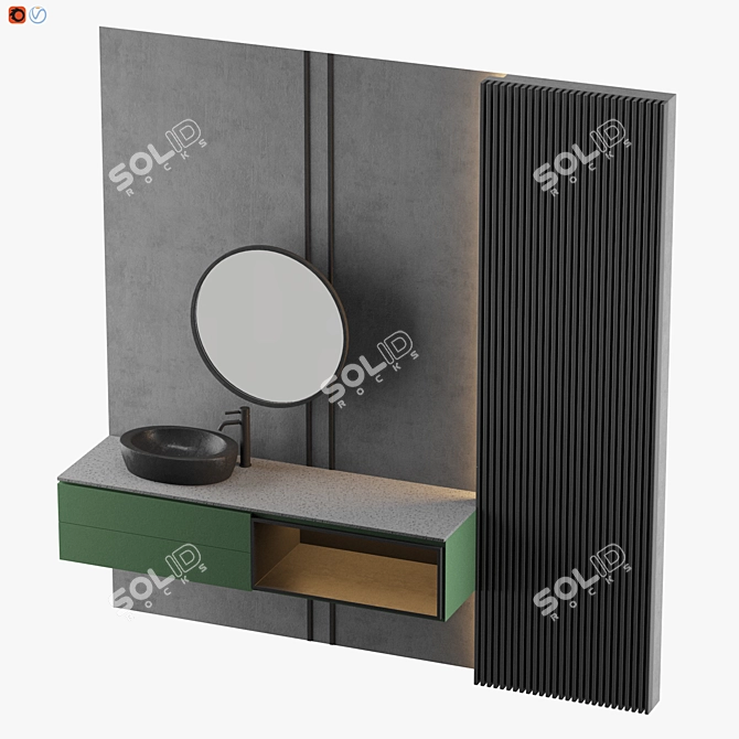 Modern Gray Bathroom 3D Model 3D model image 3