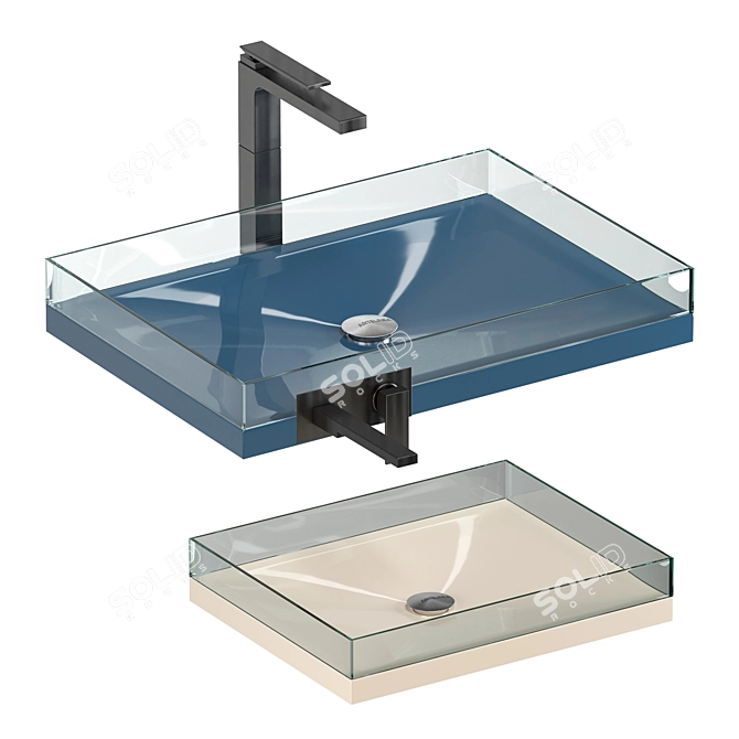 Artelinea Crystal Washbasin Set 3D model image 2